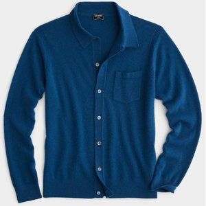 Todd Snyder - NWT - M - CASHMERE LONG-SLEEVE SWEATER POLO IN DARK TEAL